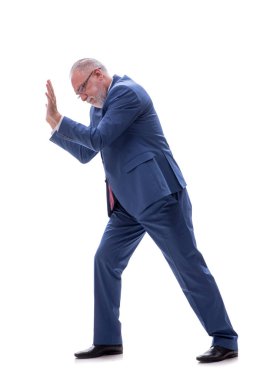 Eski erkek patron beyazda izole edilmiş.