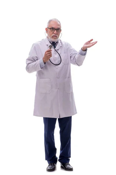 Παλιά Γιατρός Απομονώνονται Λευκό — Φωτογραφία Αρχείου