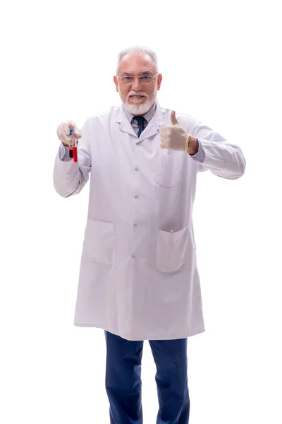 Alter Chemiker Isoliert Auf Weiß — Stockfoto