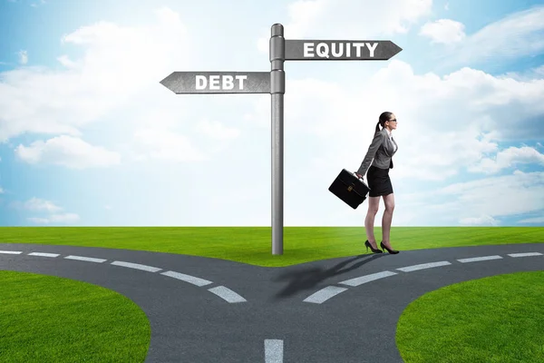 Schulden Oder Eigenkapitalkonzept Als Finanzierungsoptionen — Stockfoto