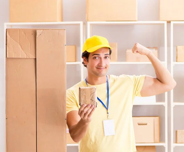 Handsome Contractor Working Box Delivery Relocation Service — Stock Photo, Image