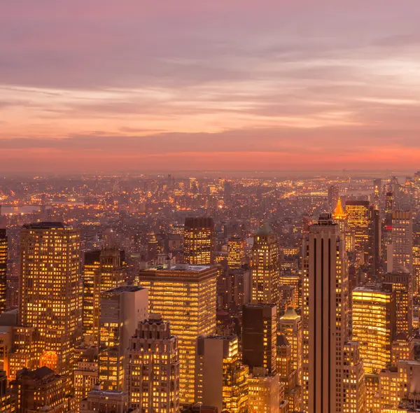 Vista Nueva York Manhattan Durante Atardecer — Foto de Stock