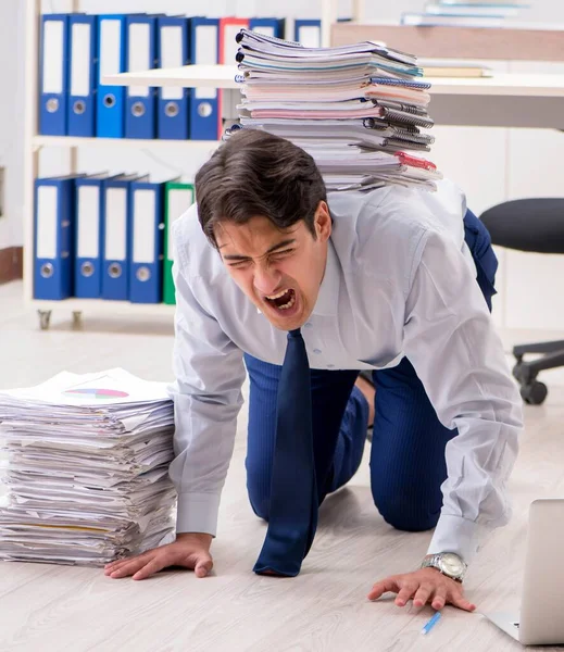 Extremely Busy Employee Working Office — Stock Photo, Image