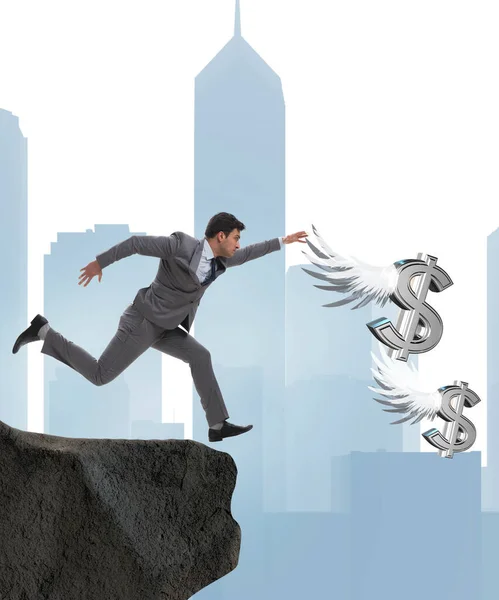 Businessman Chasing Angel Dollars Business Concept — Stock Photo, Image