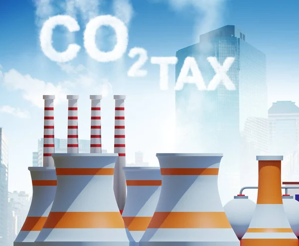 Planta Imposto Sobre Carbono Conceito Poluição Renderização — Fotografia de Stock