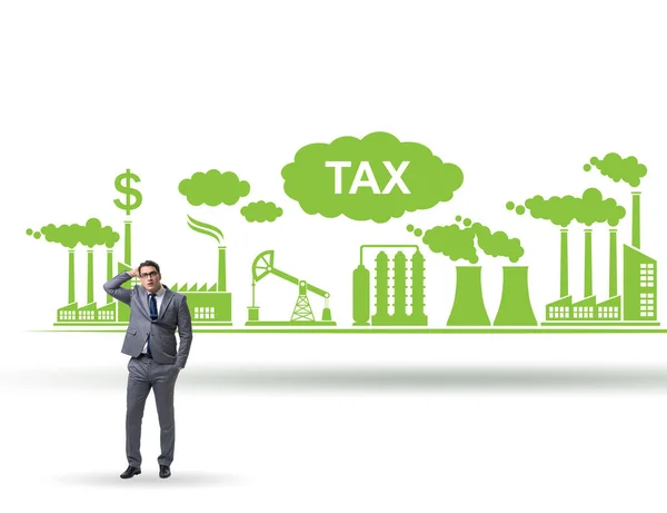 Empresário Conceito Imposto Sobre Carbono — Fotografia de Stock