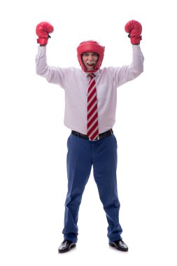 Eski erkek patron boksör beyazlar içinde.