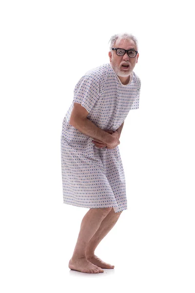 Homem Louco Envelhecido Isolado Branco — Fotografia de Stock