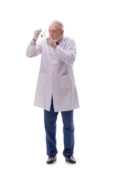 Stary Chemik Odizolowany Białym — Zdjęcie stockowe
