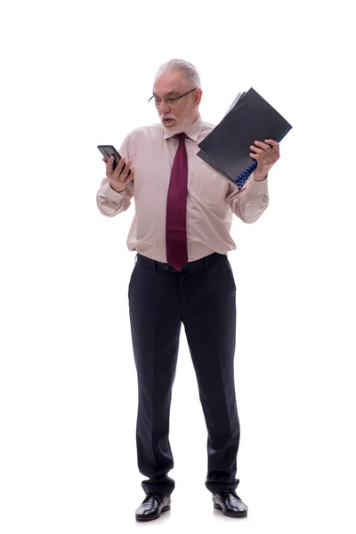 Yaşlı Erkek Patron Telefonda Konuşuyor — Stok fotoğraf