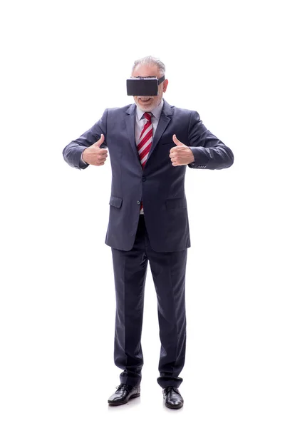 Empresario Con Gafas Virtuales Aisladas Blanco —  Fotos de Stock