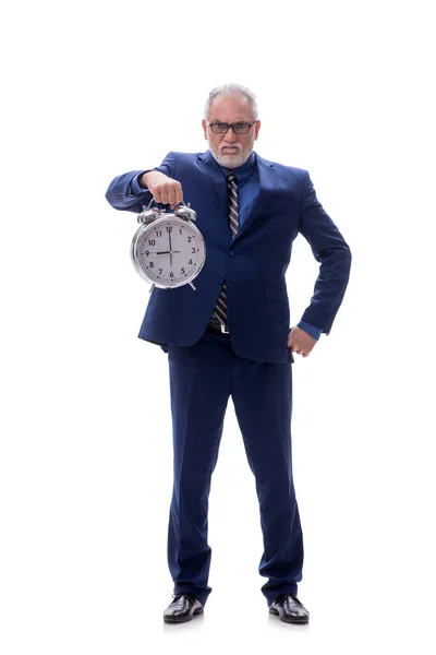 Alter Chef Zeitmanagement Konzept Isoliert Auf Weiß — Stockfoto