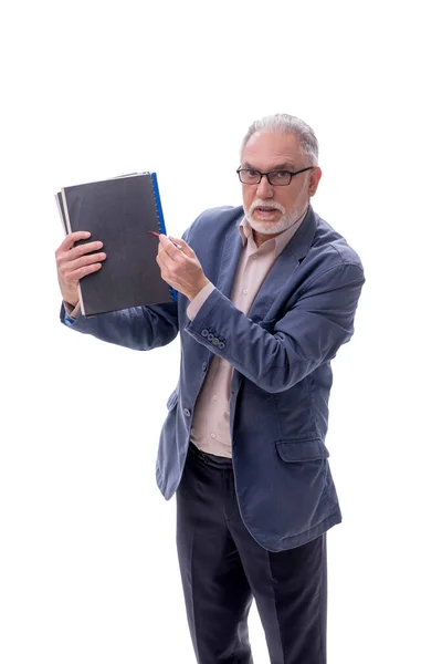 Homem Negócios Envelhecido Isolado Branco — Fotografia de Stock