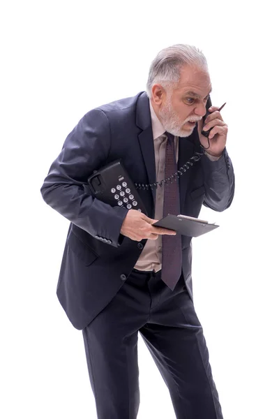 Telefonla Konuşan Adamı Beyazda Izole Edilmiş — Stok fotoğraf