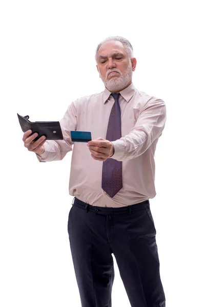 Businessman Holding Wallet Isolated White — Stock Photo, Image