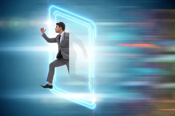Businessman Entering Virtual World Business Concept — Stock Photo, Image