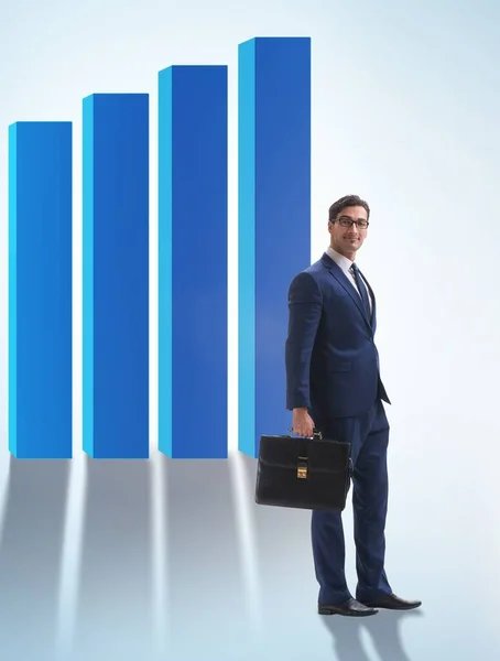 Young Businessman Business Concept Bar Charts — Stock Photo, Image