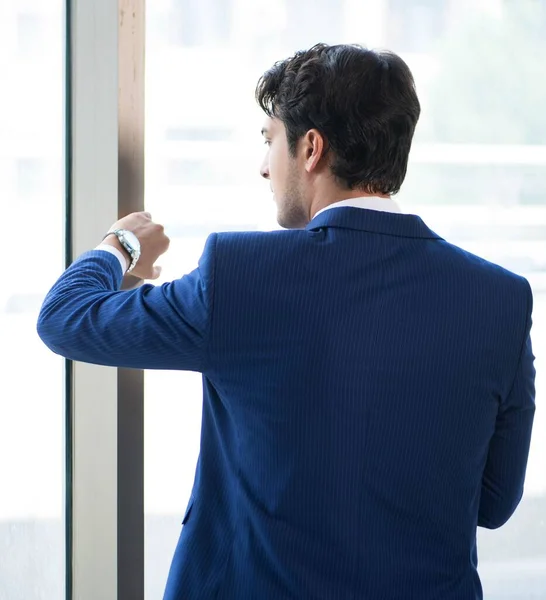 Young Handsome Businessman Standing Window — Stock Photo, Image