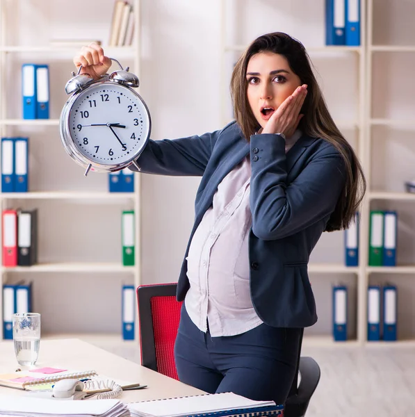 Young Pregnant Woman Working Office — Stock Photo, Image