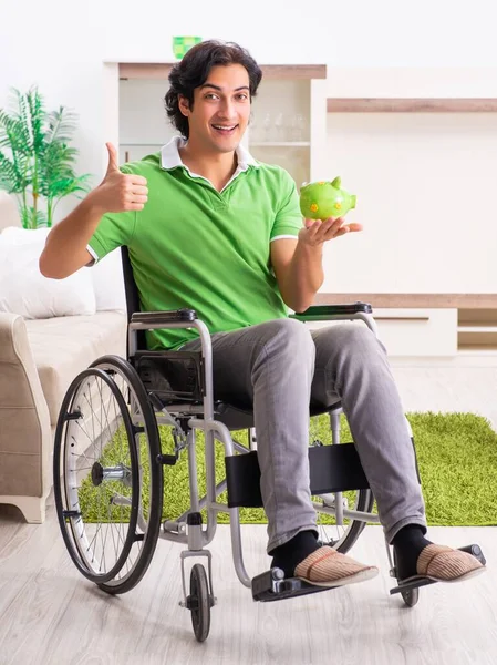 Young Handsome Man Wheelchair Home —  Fotos de Stock