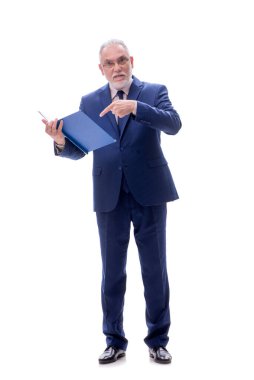 Eski erkek patron beyazda izole edilmiş.