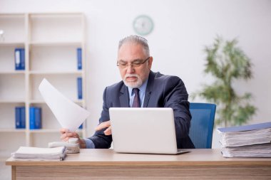 Old employee working at workplace