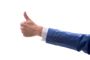 Erkek el üzerinde beyaz izole