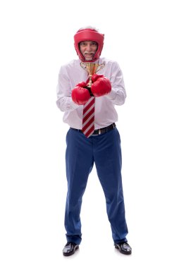 Eski patron boksu beyazlar içinde.