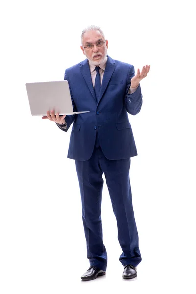 Bos Lama Dengan Komputer Diisolasi Pada Putih — Stok Foto