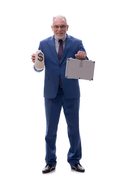 Viejo Jefe Masculino Concepto Remuneración Aislado Blanco —  Fotos de Stock