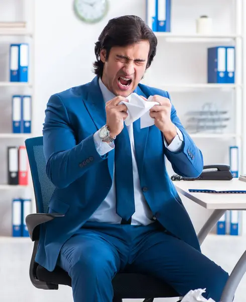 Businessman Rejecting New Ideas Lots Papers — Stock Photo, Image