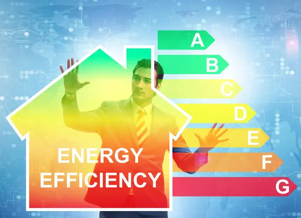 能源效率概念方面的商人 — 图库照片