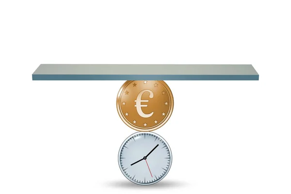 Tempo Concetto Denaro Con Orologio Euro — Foto Stock