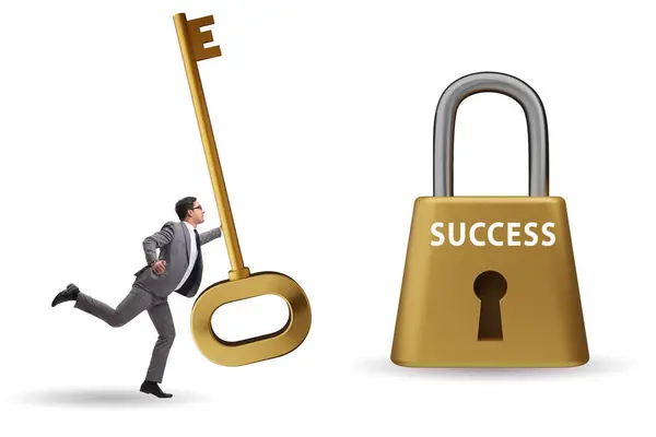 Businessman in the key to success concept
