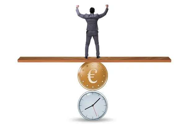 Tiempo Concepto Del Dinero Con Reloj Euro — Foto de Stock