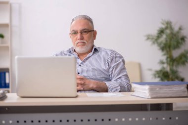 Old employee working at workplace