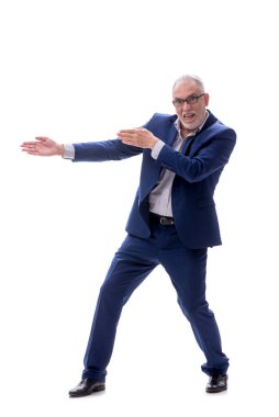 Eski erkek patron beyazda izole edilmiş.