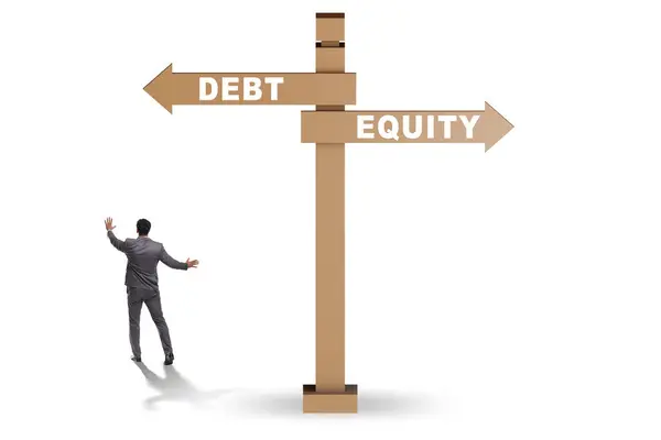 Conceito Dívida Capital Próprio Como Opções Financiamento — Fotografia de Stock