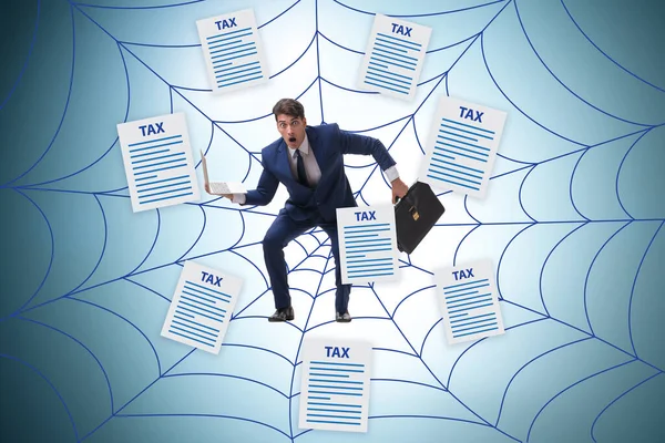 Businessman Caught Web Taxes — Stock Photo, Image