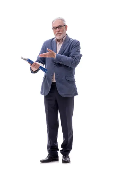 Homem Negócios Envelhecido Isolado Branco — Fotografia de Stock