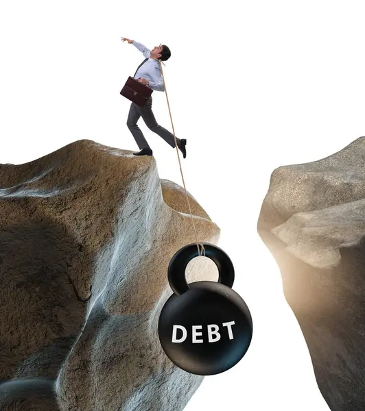 Das Konzept Der Verschuldung Und Belastung Mit Geschäftsleuten — Stockfoto