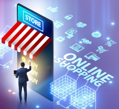 Akıllı telefonlu online alışveriş konsepti