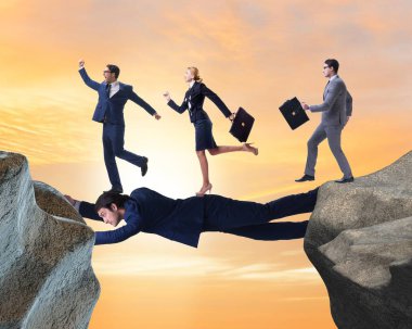 İş adamı destek konsepti olarak hareket ediyor.