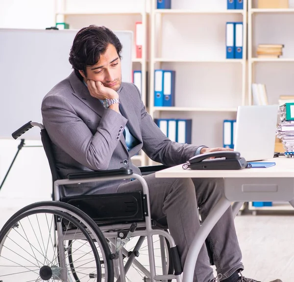 Young Handsome Employee Wheelchair Office — Stock Photo, Image