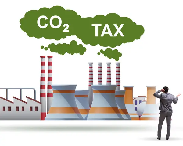 Empresário Conceito Imposto Sobre Carbono — Fotografia de Stock