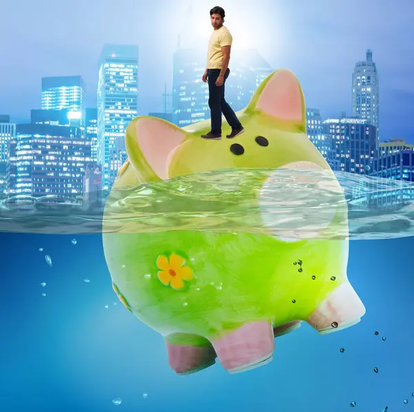The student debt concept with piggybank and student