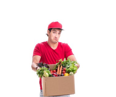 Beyaz arkaplanda izole edilmiş alışveriş teslimatı kavramı