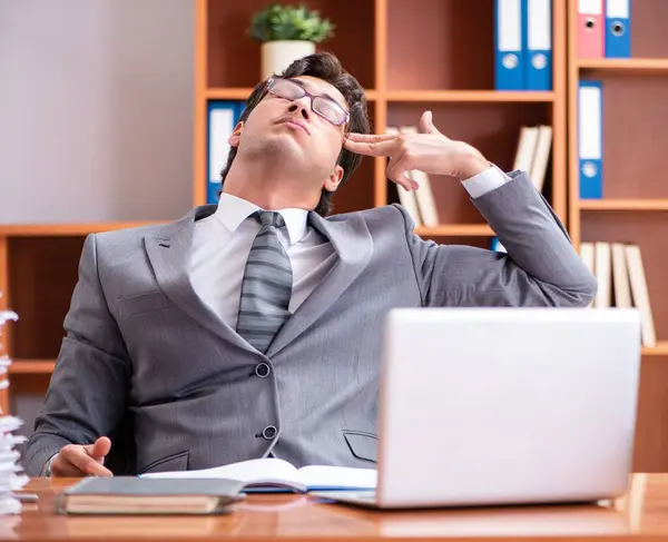 Young Handsome Businessman Unhappy Excessive Work — Stock Photo, Image