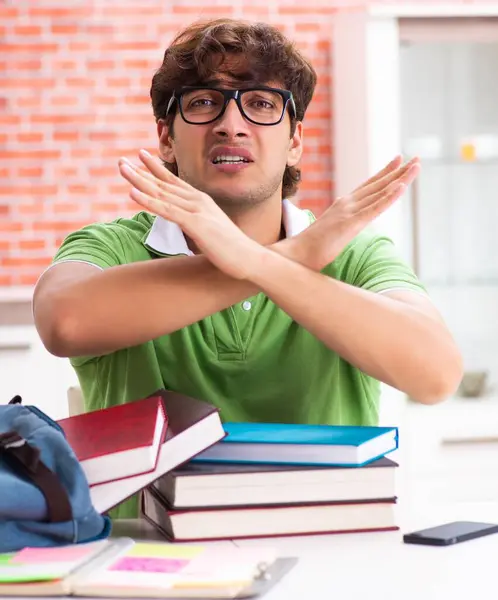 Young Student Preparing Exams Home — Stock Photo, Image