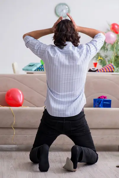 Young Man Celebrating His Birthday Home — Stock Photo, Image